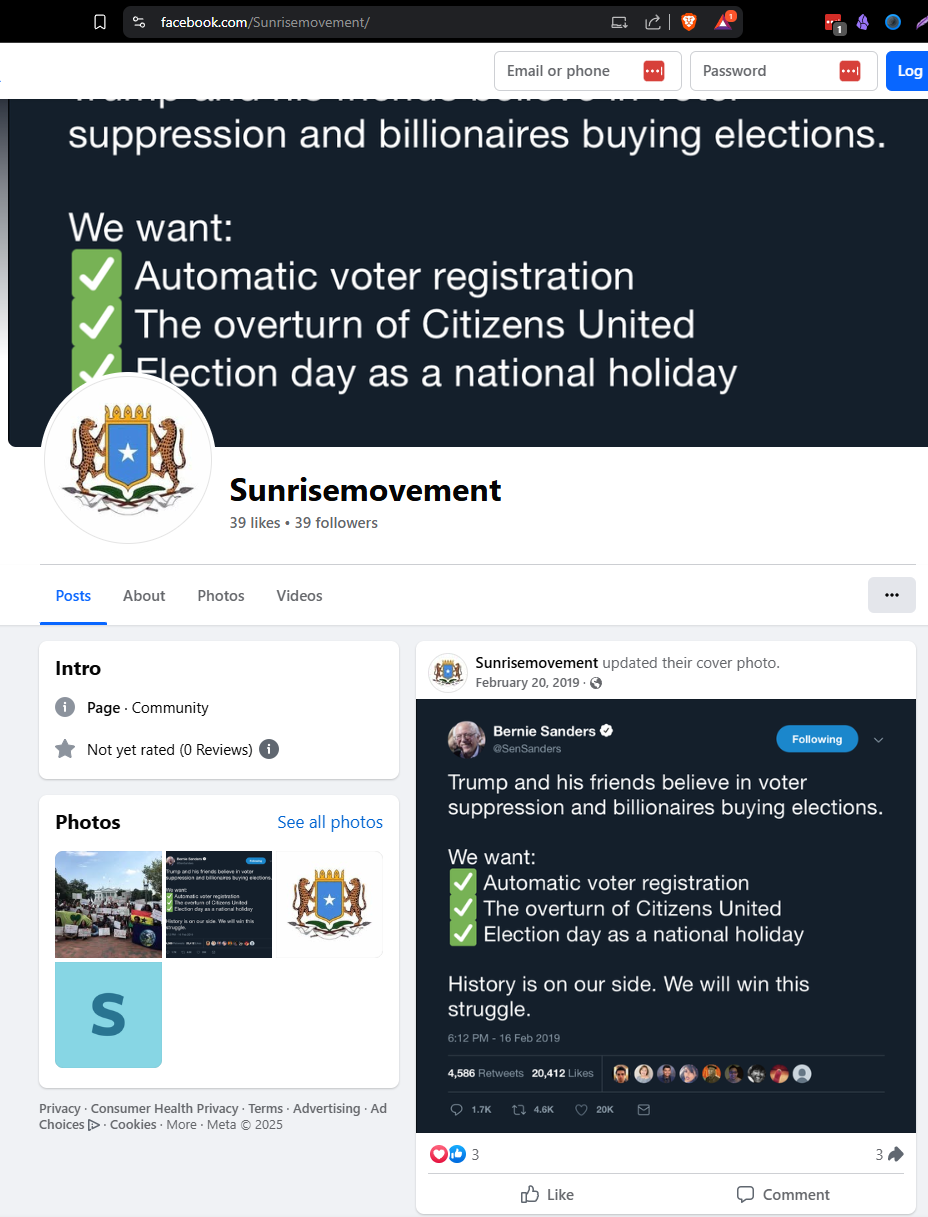 Sunrise Movement Facebook Profile Screenshot 3-21-2025.png