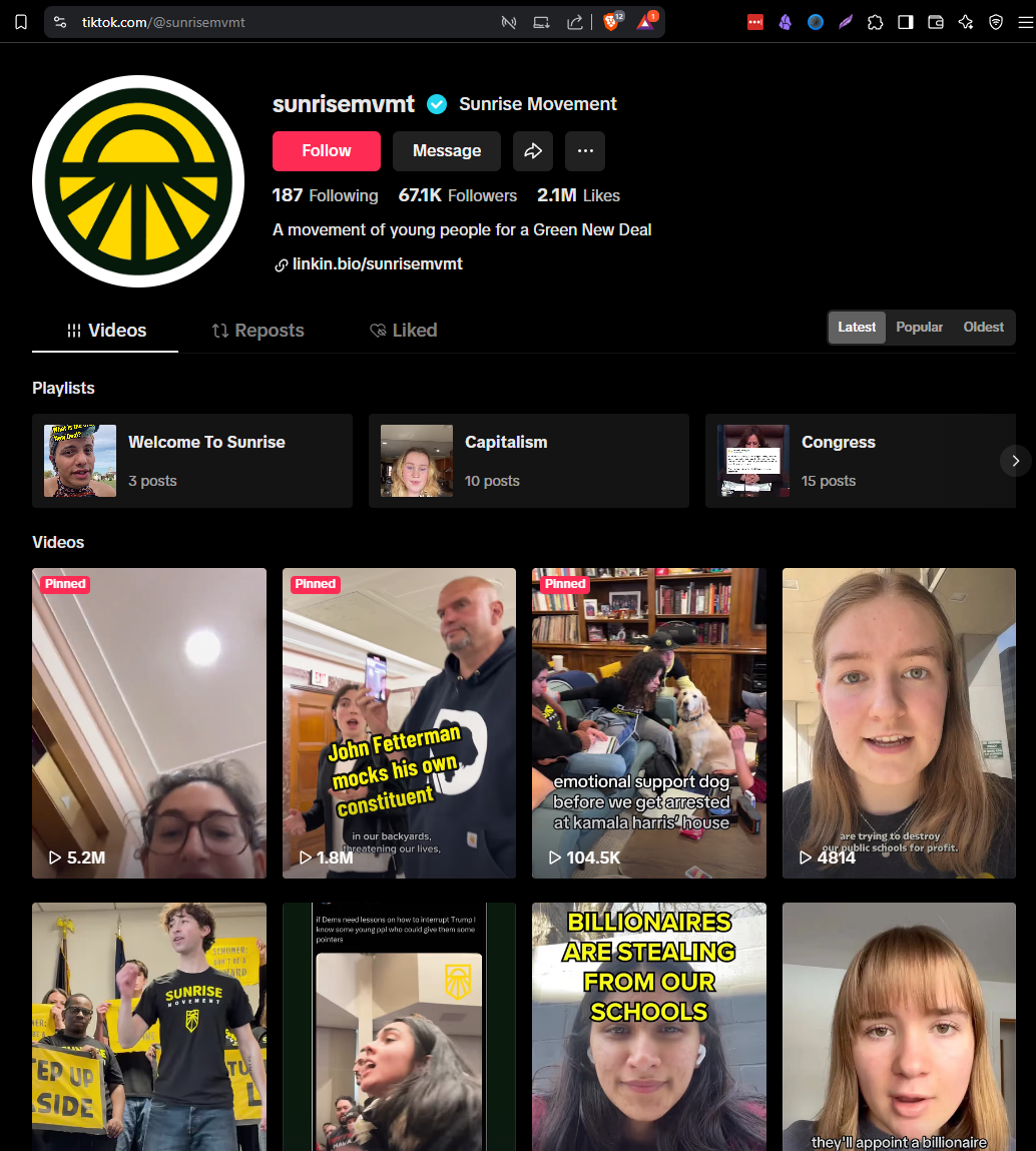 Sunrise Movement Tik Tok Screenshot 3-21-2025.png